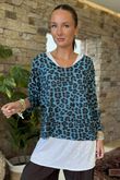 Made in Italy Knox Leopard Fine Knit & Vest Top Lagoon